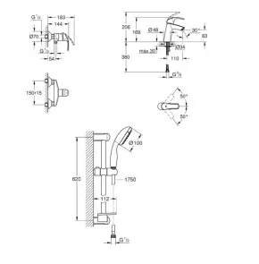 Набір змішувачів Grohe Eurosmart M-Size для душу (123244M) №3