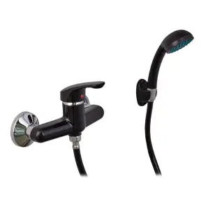 Смеситель для душа Plamix Afina-003 SET Black (со шлангом, воронкой и кронштейном) (PM0646) №1