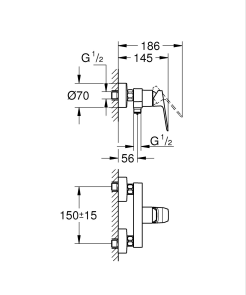 Одноважільний змішувач для душу Grohe Cubeo (1018242430) №2