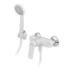 Смеситель для душевой кабины Plamix Lucas-003 SET White со шлангом, воронкой и кронштейном (PM0711)
