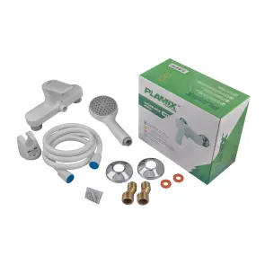Смеситель для душевой кабины Plamix Lucas-003 SET White со шлангом, воронкой и кронштейном (PM0711) №3