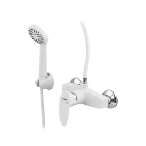 Смеситель для душевой кабины Plamix Cezar-003 SET White (со шлангом, воронкой и кронштейном) (PM0665) №1