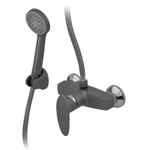 Смеситель для душевой кабины Plamix CEZAR-003 SET Graphite, со шлангом, воронкой и кронштейном (PM0689)
