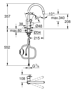 Одноважільний змішувач для кухні Grohe BauLoop New (30543000) №7