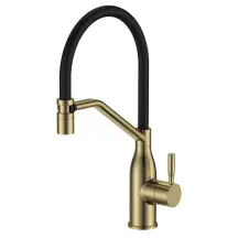 Смеситель для кухни MIXXUS PREMIUM GRAVITY 017 (NUT) BRUSHED GOLD REFL.BLACK (Матовое золото+сил.излив черный) (MI8410)
