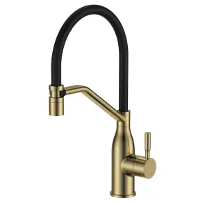 Смеситель для кухни MIXXUS PREMIUM GRAVITY 017 (NUT) BRUSHED GOLD REFL.BLACK (Матовое золото+сил.излив черный) (MI8410) №1