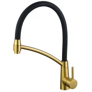 Смеситель для кухни Mixxus Premium Rossi 017 Brushed Gold Refl.Black (Цвет матовое золото+сил.излив черный) (MP6723) №1