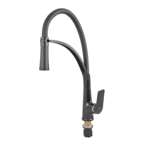 Смеситель для кухни Plamix Lucas-017 SET BLACK REFL.Black с подводом (PM0717) №4