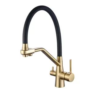 Смеситель для кухни Mixxus Premium Senna 021 Brushed Gold Refl.Black с выходом для питьевой воды (MP6722) №1