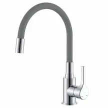 Смеситель для кухни Zerix Rex-011 Chrome Refl.Grey из нерж. стали (Цвет хром+силик.вылив серый) (ZX6128)