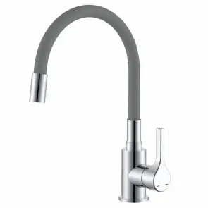 Смеситель для кухни Zerix Rex-011 Chrome Refl.Grey из нерж. стали (Цвет хром+силик.вылив серый) (ZX6128) №1
