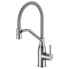 Смеситель для кухни MIXXUS PREMIUM GRAVITY 017 (NUT) SS COLOR REFL.GREY (Цвет нерж.+силик.вылив серый) (MI8407) №1
