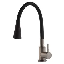Смеситель для кухни Mixxus SEO-011-T Graphite Refl.Black из нерж.стали SUS304 (Кол.графит+сил.излив черный) (MI8434)