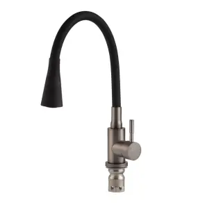 Смеситель для кухни Mixxus SEO-011-T Graphite Refl.Black из нерж.стали SUS304 (Кол.графит+сил.излив черный) (MI8434) №2