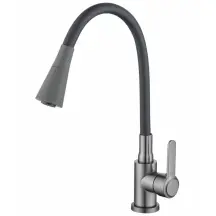 Смеситель для кухни Zerix Eza-011-T Graphite Refl.Black (цвет графит+силик.вылив черный) (ZX6145)