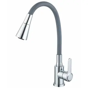 Змішувач для кухні Zerix Eza-011-T Chrome Refl.Grey (колір хром+силік.вилив сірий) (ZX6143) №1