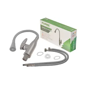 Смеситель для кухни PLAMIX CEZAR-011-B SET GRAPHITE REFL.GRAY с силиконовым изливом, с подводом (PM0720) №4