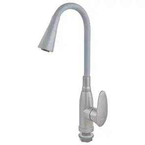 Смеситель для кухни PLAMIX CEZAR-011-B SET GRAPHITE REFL.GRAY с силиконовым изливом, с подводом (PM0720) №5