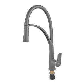 Змішувач для кухні Plamix Lucas-017 SET Graphite Refl.Grey з підведенням (Колір графіт+сил.вилив сірий) (PM0723) №3