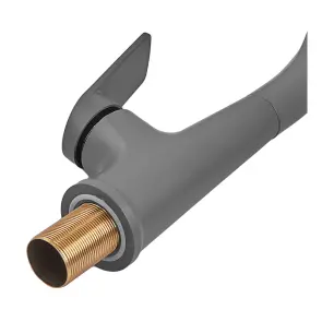 Змішувач для кухні Plamix Lucas-017 SET Graphite Refl.Grey з підведенням (Колір графіт+сил.вилив сірий) (PM0723) №6