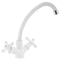 Смеситель на кухню Plamix Amax-271 Белый (с подводкой) (PM0649)
