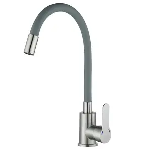 Змішувач для кухні MIXXUS DAX-011 REFL.GRAY з нержавіючої сталі SUS304 (Колір нерж+вилив сірий) (MI8496) №1