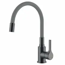 Смеситель для кухни Zerix Rex-011 Graphite Refl.Grey из нерж.стали (Цвет графит+силик.вылив серый) (ZX6130)