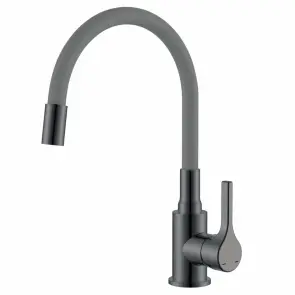 Смеситель для кухни Zerix Rex-011 Graphite Refl.Grey из нерж.стали (Цвет графит+силик.вылив серый) (ZX6130) №1