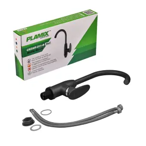 Смеситель для кухни Plamix Cezar-011-B SET Matte black (с подводкой) (PM0668) №5