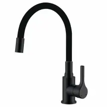 Змішувач для кухні Zerix Rex-011 Black Refl.Black з нерж.сталі (Колір чорний+силік.вилив чорний) (ZX6132)