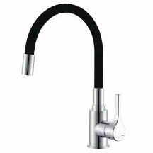 Смеситель для кухни Zerix Rex-011 Chrome Refl.Black из нерж. стали (Цвет хром+силик.вылив черный) (ZX6127)