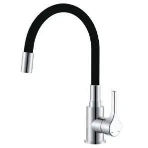 Смеситель для кухни Zerix Rex-011 Chrome Refl.Black из нерж. стали (Цвет хром+силик.вылив черный) (ZX6127) №1