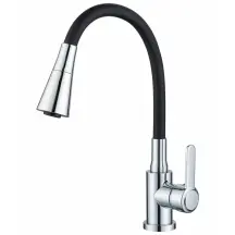 Змішувач для кухні Zerix Eza-011-T Chrome Refl.Black (колір хром+силік.вилив чорний) (ZX6144)