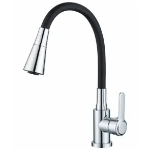 Змішувач для кухні Zerix Eza-011-T Chrome Refl.Black (колір хром+силік.вилив чорний) (ZX6144) №1