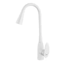 Змішувач для кухні PLAMIX CEZAR-011-B SET WHITE REFL.WHITE з силіконовим виливом, з підведенням (PM0718) купити