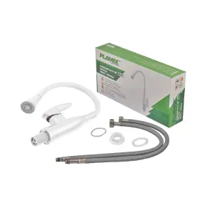 Змішувач для кухні PLAMIX CEZAR-011-B SET WHITE REFL.WHITE з силіконовим виливом, з підведенням (PM0718) №4