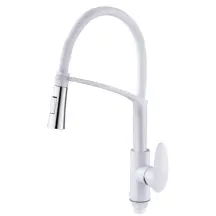 Смеситель для кухни Plamix Cezar-017 Set White Refl.White с силиком.изливом (с подводкой) (PM0743)