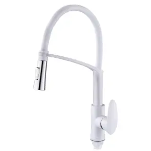 Смеситель для кухни Plamix Cezar-017 Set White Refl.White с силиком.изливом (с подводкой) (PM0743) №1
