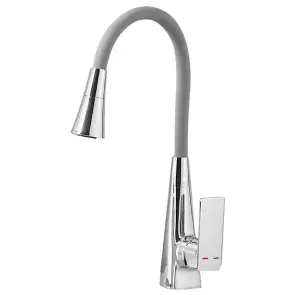 Смеситель для кухни Mixxus Etna 014-T (NUT) Refl.Grey (Цвет хром+силиконовый излив серый) (MI8420) №1