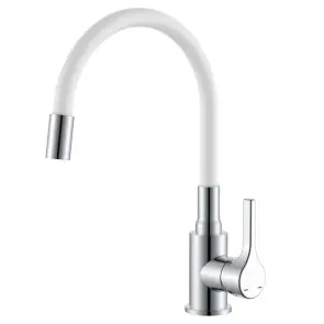 Змішувач для кухні Zerix Rex-011 Chrome Refl.White з нерж. сталі (Колір хром+силік.вилив білий) (ZX6129) №1