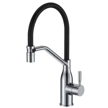 Змішувач для кухні MIXXUS PREMIUM GRAVITY 017 (NUT) REFL.BLACK (Колір хром+силік.вилив чорний) (MI8406)