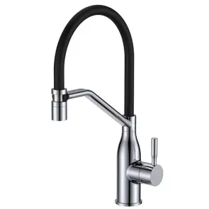 Змішувач для кухні MIXXUS PREMIUM GRAVITY 017 (NUT) REFL.BLACK (Колір хром+силік.вилив чорний) (MI8406) №1