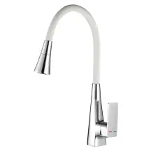 Смеситель для кухни Mixxus Etna 014-T (NUT) Refl.White (Цвет хром+силиконовый излив белый) (MI8421)