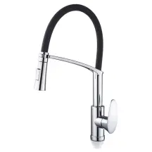 Смеситель для кухни Plamix Cezar-017 Set Chrome Refl.Black с силиком.изливом (с подводкой) (PM0741)