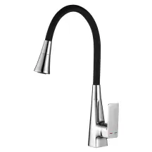 Смеситель для кухни Mixxus Etna 014-T (NUT) Refl.Black (Цвет хром+силиконовый излив черный) (MI8419)