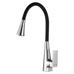 Смеситель для кухни Mixxus Etna 014-T (NUT) Refl.Black (Цвет хром+силиконовый излив черный) (MI8419) №1