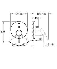 Змішувач прихованого монтажу на 2 споживача Grohe Essence New (24058001) №3