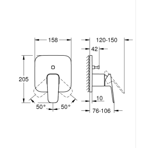 Змішувач одноважільний прихованого монтажу для ванни Grohe Cubeo з перемикачем на 2 положення (1017782430) №4