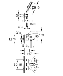 Одноважільний змішувач для ванни Grohe Cubeo (1018140000) №2