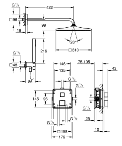Душова система прихованого монтажу Grohe Grohtherm Cube (34868000) №4